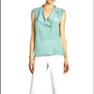 BCBG MAX AZRIA Kori Sleeveless 100% Silk Green Blouse - Size S